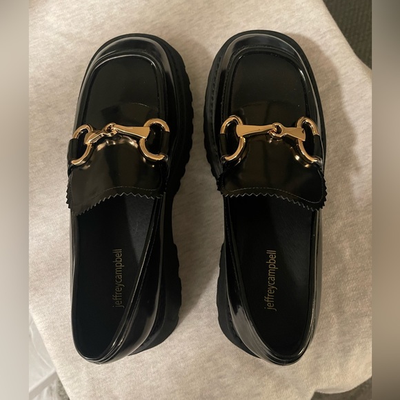 Jeffrey Campbell: Skooled in Black Chunky Loafers - Picture 3 of 5